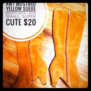 Suede, mustard yellow and army green boots!